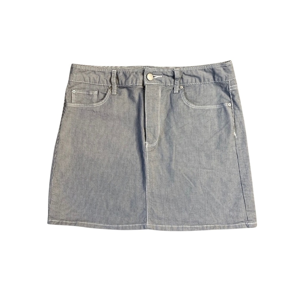 Gap Mini‎ Skirt Pinstripe Blue White Cotton Blend Women Size 6